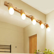 Rustic Wooden Geometric 3-Light Vanity Sconce Light