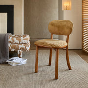 Rustic Woven Upholstered Open Back Wood Frame Dining Chair