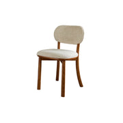 Rustic Woven Upholstered Open Back Wood Frame Dining Chair