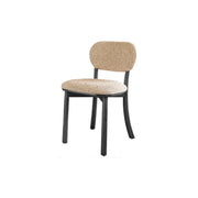 Rustic Woven Upholstered Open Back Wood Frame Dining Chair