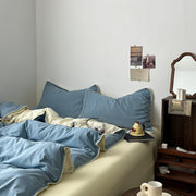 Stitched Edge Sage Blue Minimalist Bedding Set
