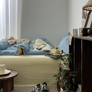 Stitched Edge Sage Blue Minimalist Bedding Set