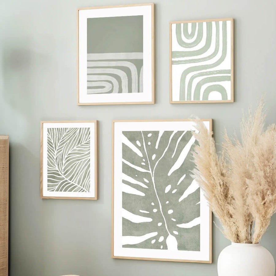 Sage Green Aesthetic Ornaments Canvas Posters