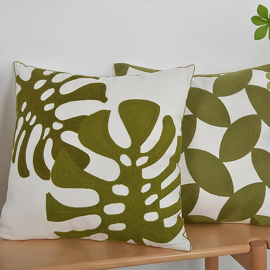 Sage Green Embroidery Throw Pillow Cover