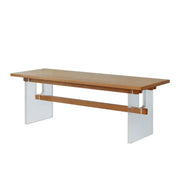 Scandinavian Acrylic Trestle Rectangular Wood Dining Table