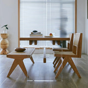 Scandinavian Acrylic Trestle Rectangular Wood Dining Table
