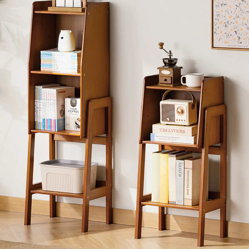 Scandinavian Bamboo Vertical Bookshelf with High Legs