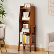 Scandinavian Bamboo Vertical Bookshelf with High Legs