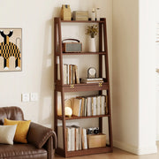 Scandinavian Corner Vertical Foldable Wood Ladder Bookshelf