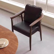 Scandinavian Curved Back Rope Cushion Wood Arm Dining Chair