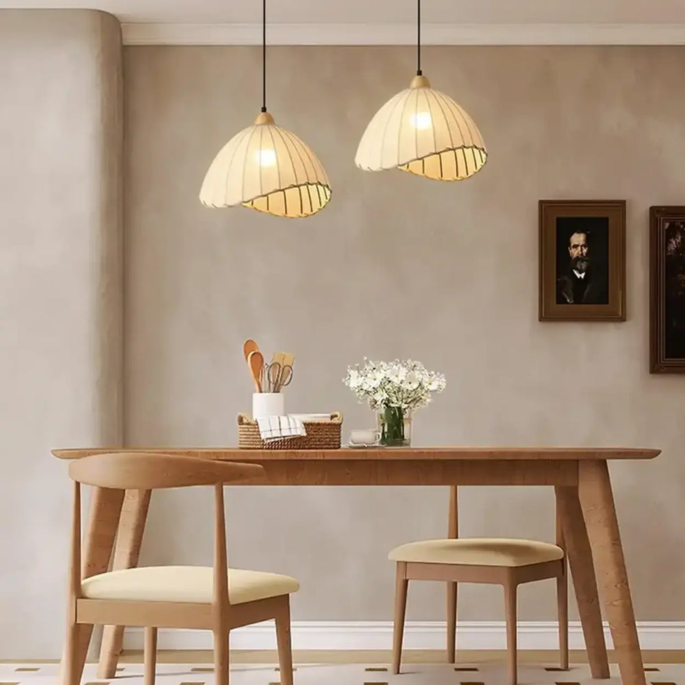 Scandinavian Dining Room Fabric White Dome Pendant Light
