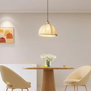 Scandinavian Dining Room Fabric White Dome Pendant Light