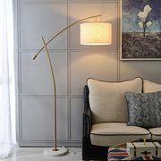 Scandinavian Fabric Drum Arched Gold Floor Lamp