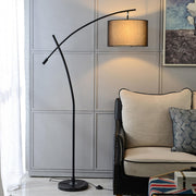 Scandinavian Fabric Drum Arched Gold Floor Lamp