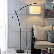 Scandinavian Fabric Drum Arched Gold Floor Lamp