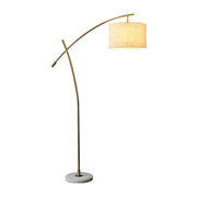 Scandinavian Fabric Drum Arched Gold Floor Lamp