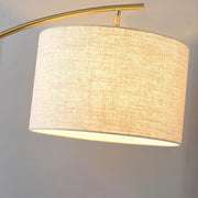 Scandinavian Fabric Drum Arched Gold Floor Lamp