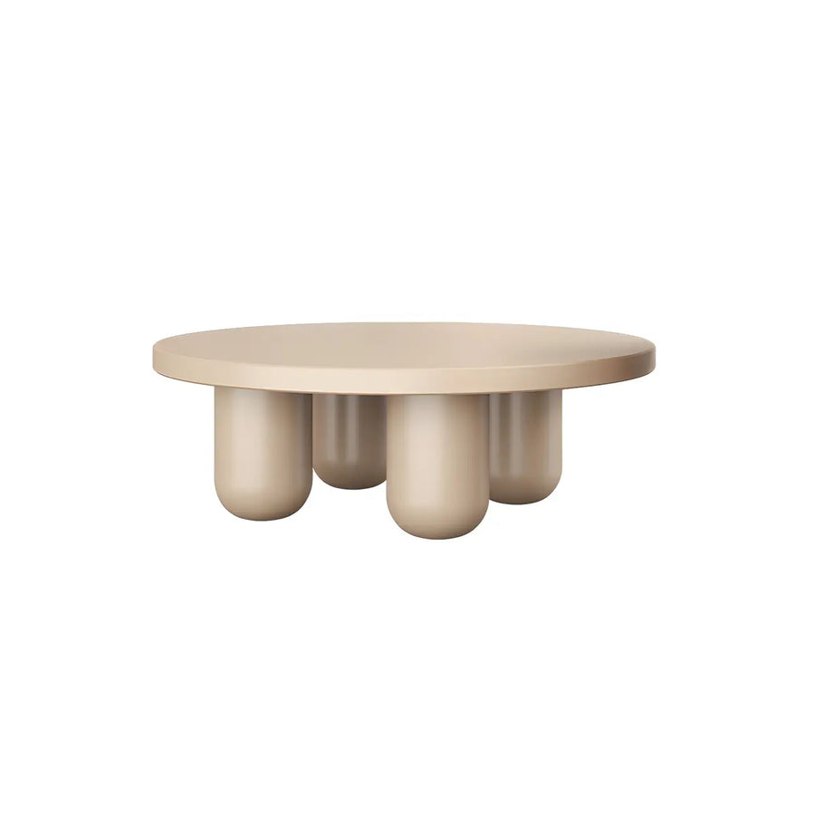 Scandinavian Khaki Brown Wooden Round Coffee Table Set