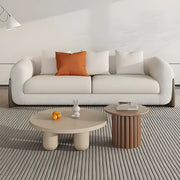 Scandinavian Khaki Brown Wooden Round Coffee Table Set