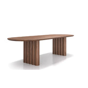 Scandinavian Minimalist Oval Wooden Fluted Base Dining Table