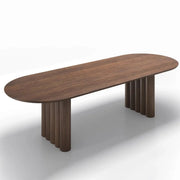Scandinavian Minimalist Oval Wooden Fluted Base Dining Table