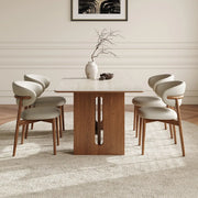 Scandinavian Minimalist Rectangle Beige Stone Top Dining Table