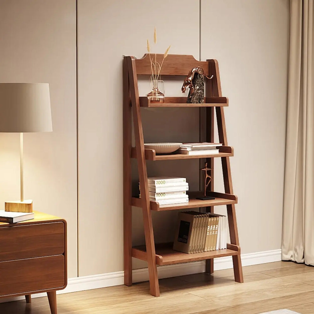 Scandinavian Narrow Ladder Vertical Corner Wood Bookshelf