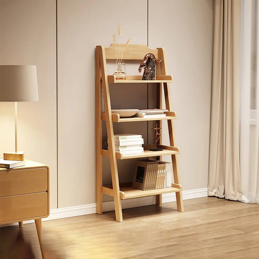 Scandinavian Narrow Ladder Vertical Corner Wood Bookshelf
