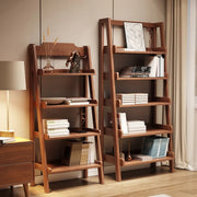 Scandinavian Narrow Ladder Vertical Corner Wood Bookshelf