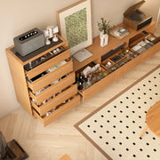 Scandinavian Natural Finish Cherry Drawers TV Stand