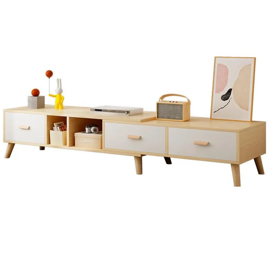 Scandinavian Oak Wooden Rectangle TV Stand with Storage