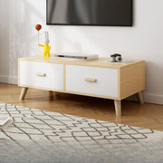 Scandinavian Oak Wooden Rectangle TV Stand with Storage