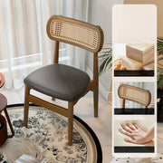 Scandinavian Rattan Open Back Dining Chair with Cushioned Seat
