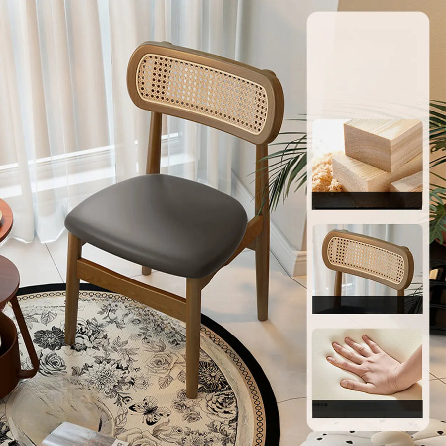 Scandinavian Rattan Open Back Dining Chair with Cushioned Seat