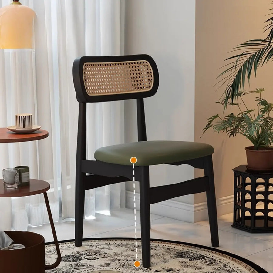 Scandinavian Rattan Open Back Dining Chair with Cushioned Seat