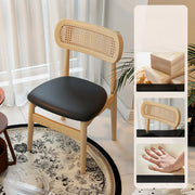 Scandinavian Rattan Open Back Dining Chair with Cushioned Seat