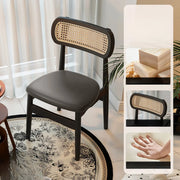 Scandinavian Rattan Open Back Dining Chair with Cushioned Seat