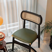 Scandinavian Rattan Open Back Dining Chair with Cushioned Seat