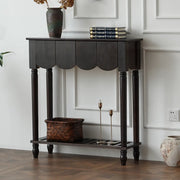 Scandinavian Rectangular Wood Console Table with Floor Shelf