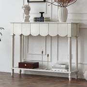 Scandinavian Rectangular Wood Console Table with Floor Shelf