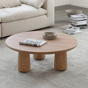 Scandinavian Round Natural Wood 3 Leg Coffee Table