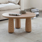 Scandinavian Round Natural Wood 3 Leg Coffee Table