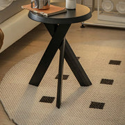 Scandinavian Small Wood Tripod Cross Legs Side Table
