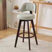 Scandinavian Swivel Wood Low Back Leather Padded Bar Stool