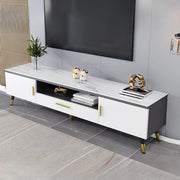 Scandinavian White Glass Cabinet Drawers TV Stand
