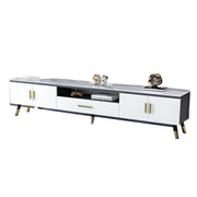 Scandinavian White Glass Cabinet Drawers TV Stand