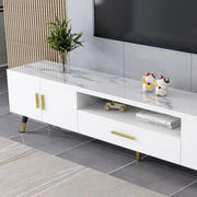 Scandinavian White Glass Cabinet Drawers TV Stand