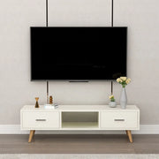 Scandinavian White Open Storage Drawers Wood TV Stand