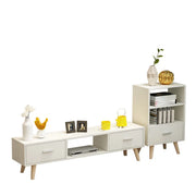 Scandinavian White Open Storage Drawers Wood TV Stand