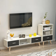 Scandinavian White Open Storage Drawers Wood TV Stand